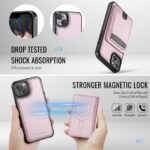 For iPhone 13 JEEHOOD J10 Flip Card Bag MagSafe Split RFID Leather Phone Case(Pink) - Image 2