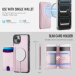 For iPhone 13 JEEHOOD J10 Flip Card Bag MagSafe Split RFID Leather Phone Case(Pink) - Image 4