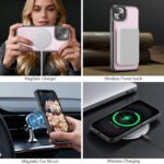 For iPhone 13 JEEHOOD J10 Flip Card Bag MagSafe Split RFID Leather Phone Case(Pink) - Image 5