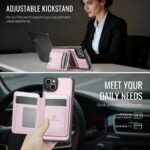 For iPhone 13 JEEHOOD J10 Flip Card Bag MagSafe Split RFID Leather Phone Case(Pink) - Image 6