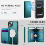 For iPhone 13 JEEHOOD J10 Flip Card Bag MagSafe Split RFID Leather Phone Case(Green) - Image 4