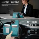 For iPhone 13 JEEHOOD J10 Flip Card Bag MagSafe Split RFID Leather Phone Case(Green) - Image 6