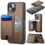 For iPhone 13 JEEHOOD J10 Flip Card Bag MagSafe Split RFID Leather Phone Case(Brown)