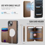 For iPhone 13 JEEHOOD J10 Flip Card Bag MagSafe Split RFID Leather Phone Case(Brown) - Image 4