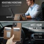 For iPhone 13 JEEHOOD J10 Flip Card Bag MagSafe Split RFID Leather Phone Case(Brown) - Image 6