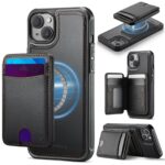 For iPhone 13 JEEHOOD J10 Flip Card Bag MagSafe Split RFID Leather Phone Case(Black)