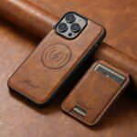 For iPhone 15 Plus Suteni H15 MagSafe Oil Eax Leather Detachable Wallet Back Phone Case(Brown) - Image 2