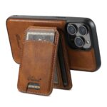 For iPhone 15 Plus Suteni H15 MagSafe Oil Eax Leather Detachable Wallet Back Phone Case(Brown) - Image 4