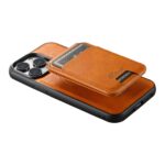 For iPhone 15 Plus Suteni H15 MagSafe Oil Eax Leather Detachable Wallet Back Phone Case(Khaki) - Image 5
