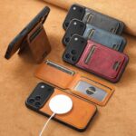 For iPhone 15 Plus Suteni H15 MagSafe Oil Eax Leather Detachable Wallet Back Phone Case(Khaki) - Image 6