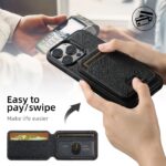 For iPhone 15 Plus Suteni H18 Cross Grain MagSafe Wallet Leather Phone Case(Black) - Image 2