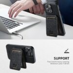 For iPhone 15 Plus Suteni H18 Cross Grain MagSafe Wallet Leather Phone Case(Black) - Image 3
