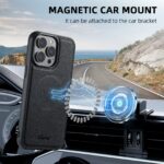 For iPhone 15 Plus Suteni H18 Cross Grain MagSafe Wallet Leather Phone Case(Black) - Image 5