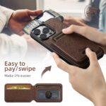 For iPhone 15 Plus Suteni H18 Cross Grain MagSafe Wallet Leather Phone Case(Brown) - Image 2