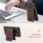 For iPhone 15 Plus Suteni H18 Cross Grain MagSafe Wallet Leather Phone Case(Brown) - Image 3