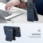 For iPhone 15 Plus Suteni H18 Cross Grain MagSafe Wallet Leather Phone Case(Blue) - Image 3