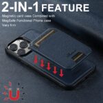 For iPhone 15 Plus Suteni H18 Cross Grain MagSafe Wallet Leather Phone Case(Blue) - Image 6