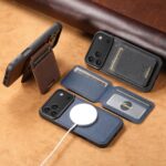 For iPhone 15 Plus Suteni H18 Cross Grain MagSafe Wallet Leather Phone Case(Black) - Image 7