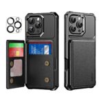 For iPhone 15 Pro ENKAY Hat-Prince Card Slot Wallet TPU Back Leather Phone Case with Lens Film(Black)