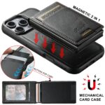 For iPhone 15 Pro Suteni H19 Oil Wax 2-in-1 MagSafe Removable Card Box Back Phone Case(Black) - Image 2