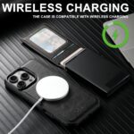 For iPhone 15 Pro Suteni H19 Oil Wax 2-in-1 MagSafe Removable Card Box Back Phone Case(Black) - Image 6