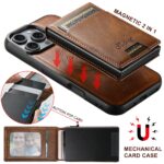 For iPhone 15 Pro Suteni H19 Oil Wax 2-in-1 MagSafe Removable Card Box Back Phone Case(Brown) - Image 2
