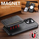For iPhone 13 Suteni M3 Card Bag MagSafe Cowhide Texture Leather Phone Case(Black) - Image 4