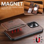 For iPhone 13 Suteni M3 Card Bag MagSafe Cowhide Texture Leather Phone Case(Brown) - Image 4