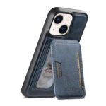 For iPhone 13 Suteni M3 Card Bag MagSafe Cowhide Texture Leather Phone Case(Blue)