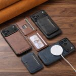 For iPhone 13 Suteni M3 Card Bag MagSafe Cowhide Texture Leather Phone Case(Black) - Image 6