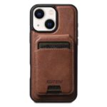 For iPhone 13 Suteni M5 Magnetic Card Bag MagSafe Leather Phone Case(Brown)