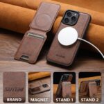 For iPhone 13 Suteni M5 Magnetic Card Bag MagSafe Leather Phone Case(Brown) - Image 4
