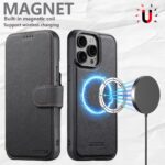For iPhone 15 Plus Suteni Q05 2-in-1 Multi-function MagSafe Wallet Litchi Leather Phone Case(Black) - Image 2