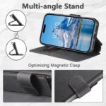 For iPhone 15 Plus Suteni Q05 2-in-1 Multi-function MagSafe Wallet Litchi Leather Phone Case(Black) - Image 3