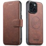 For iPhone 15 Plus Suteni Q05 2-in-1 Multi-function MagSafe Wallet Litchi Leather Phone Case(Brown)