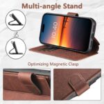 For iPhone 15 Plus Suteni Q05 2-in-1 Multi-function MagSafe Wallet Litchi Leather Phone Case(Brown) - Image 3
