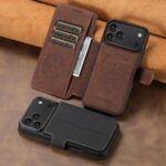 For iPhone 15 Plus Suteni Q05 2-in-1 Multi-function MagSafe Wallet Litchi Leather Phone Case(Black) - Image 6