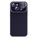 For iPhone 15 Kalebol Large Windows Frosted Liquid Silicone Phone Case(Dark Purple)