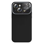 For iPhone 15 Kalebol Large Windows Frosted Liquid Silicone Phone Case(Black)