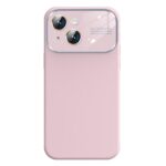 For iPhone 15 Kalebol Large Windows Frosted Liquid Silicone Phone Case(Grayish Pink)
