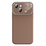 For iPhone 15 Kalebol Large Windows Frosted Liquid Silicone Phone Case(Coffee)
