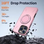 For iPhone 13 Pro Kalebol Magnetic MagSafe Rotation Holder PC Phone Case(Pink) - Image 4