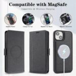 For iPhone 14 Plus Kalebol Strong Magnetic MagSafe Ring 2 In 1 Split Leather Phone Case(Black) - Image 3