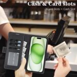 For iPhone 14 Plus Kalebol Strong Magnetic MagSafe Ring 2 In 1 Split Leather Phone Case(Black) - Image 6