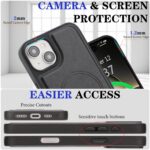 For iPhone 14 Plus Kalebol Strong Magnetic MagSafe Ring 2 In 1 Split Leather Phone Case(Black) - Image 7