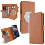 For iPhone 14 Plus Kalebol Strong Magnetic MagSafe Ring 2 In 1 Split Leather Phone Case(Brown)