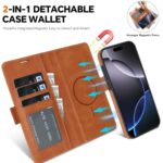 For iPhone 14 Plus Kalebol Strong Magnetic MagSafe Ring 2 In 1 Split Leather Phone Case(Brown) - Image 2