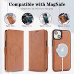 For iPhone 14 Plus Kalebol Strong Magnetic MagSafe Ring 2 In 1 Split Leather Phone Case(Brown) - Image 3