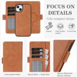 For iPhone 14 Plus Kalebol Strong Magnetic MagSafe Ring 2 In 1 Split Leather Phone Case(Brown) - Image 4