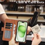 For iPhone 14 Plus Kalebol Strong Magnetic MagSafe Ring 2 In 1 Split Leather Phone Case(Brown) - Image 6